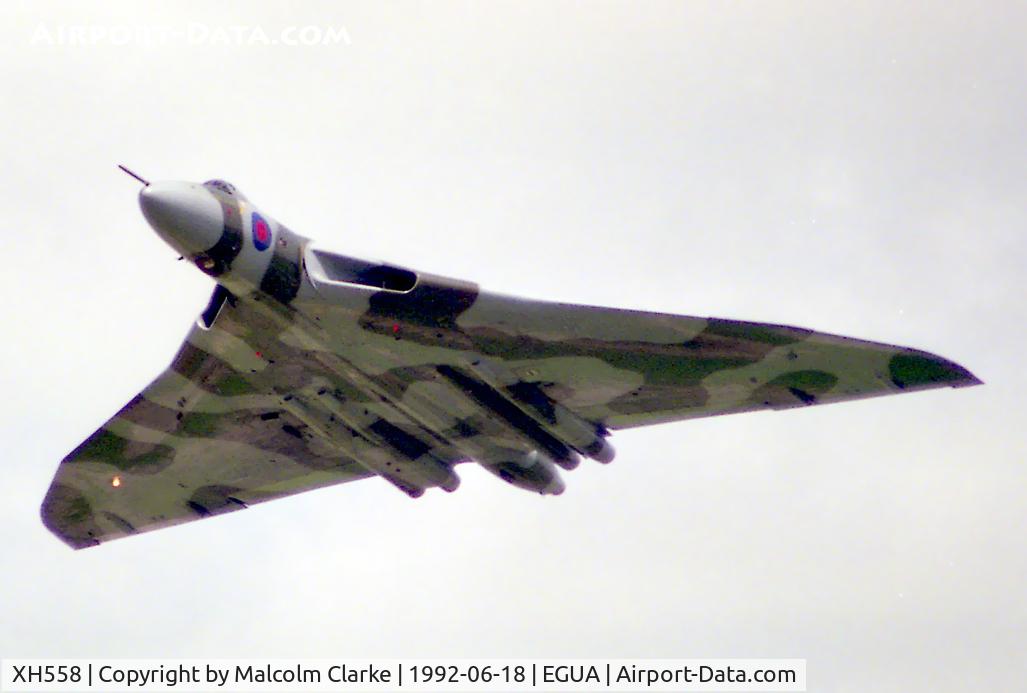XH558, 1960 Avro Vulcan B.2 C/N Set 12, Avro 698 Vulcan B2.  From RAF Vulcan Display Flight at RAF Upper Heyford's USAF Open Day in 1992.