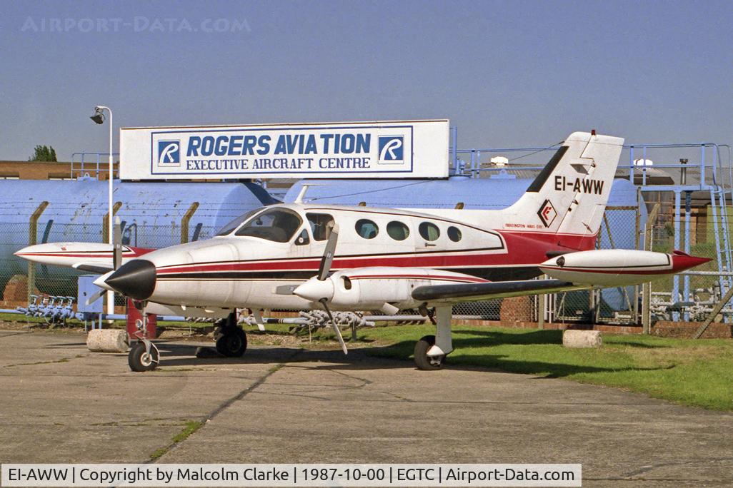 EI-AWW, 1971 Cessna 414A Chancellor C/N 414A-0163, Cessna 414A Chancellor at Cranfield Airport, UK in 1987.
