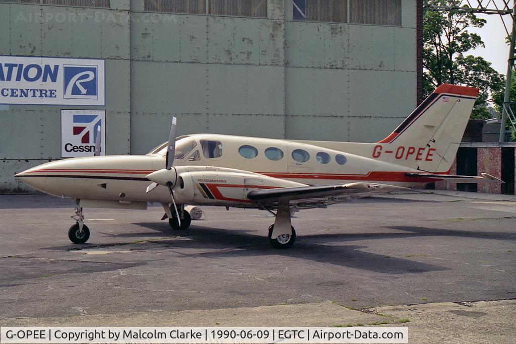 G-OPEE, 1979 Cessna 421C Golden Eagle C/N 421C-0617, Cessna 421C Golden Eagle at Cranfield Airport, UK.