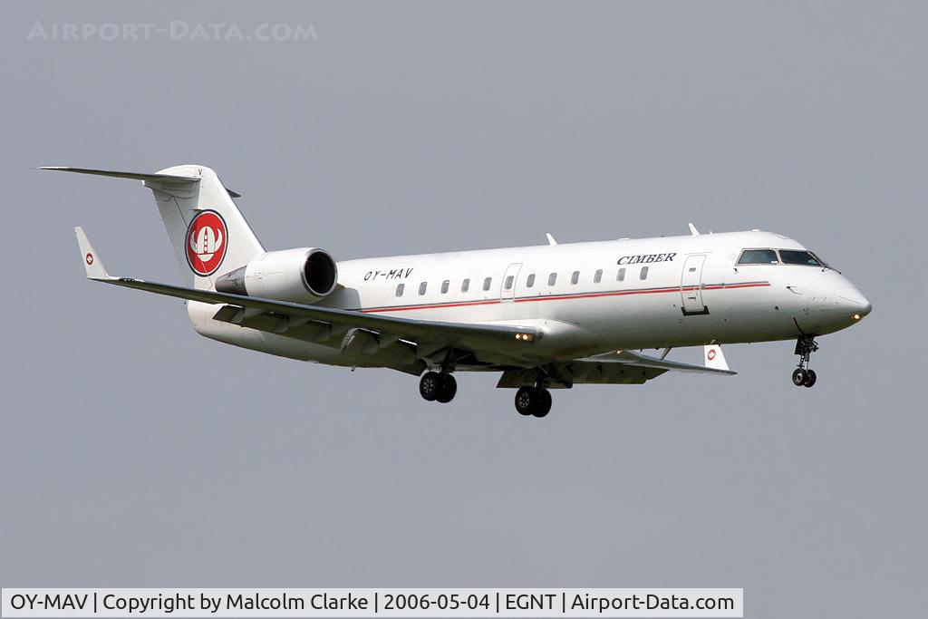OY-MAV, 2000 Canadair CRJ-200LR (CL-600-2B19) C/N 7386, Canadair CL-600-2B19 Regional Jet CRJ-200ER on approach to rwy 07 at Newcastle Airport, UK.