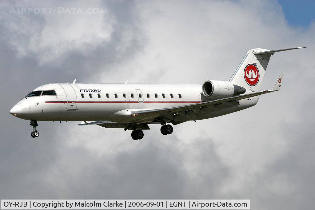 OY-RJB, 2000 Canadair CRJ-200LR (CL-600-2B19) C/N 7419, Canadair CL-600-2B19 Regional Jet CRJ-200ER on approach to rwy 25 at Newcastle Airport, UK.