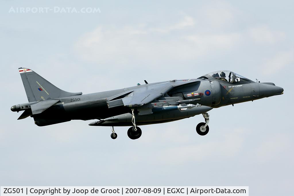 ZG501, 1990 British Aerospace Harrier GR.7 C/N P72, Nowadays 41R Sq is the test unit for Harrier and Tornado aircraft.