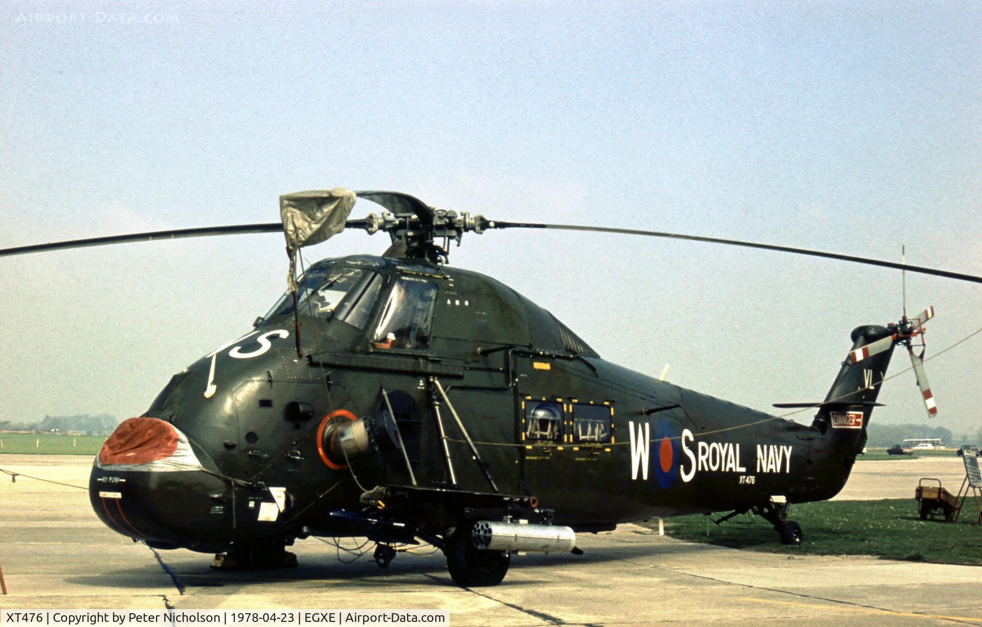XT476, 1966 Westland Wessex HU.5 C/N WA298, Wessex HU.5 of 845 Squadron in the static park at the 1978 Leeming Open Day.