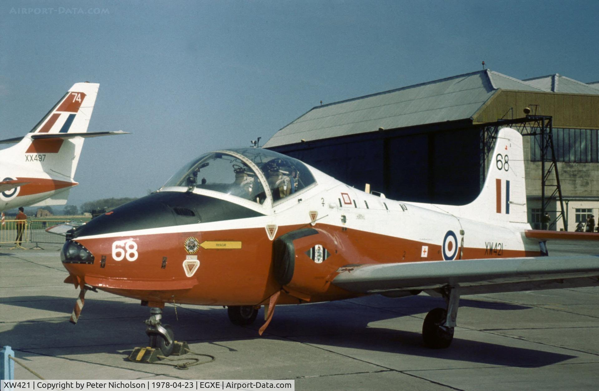XW421, 1971 BAC 84 Jet Provost T.5A C/N EEP/JP/1043, Another view of the Central Flying School Jet Provost T.5A in the static park at the 1978 Leeming Open Day.