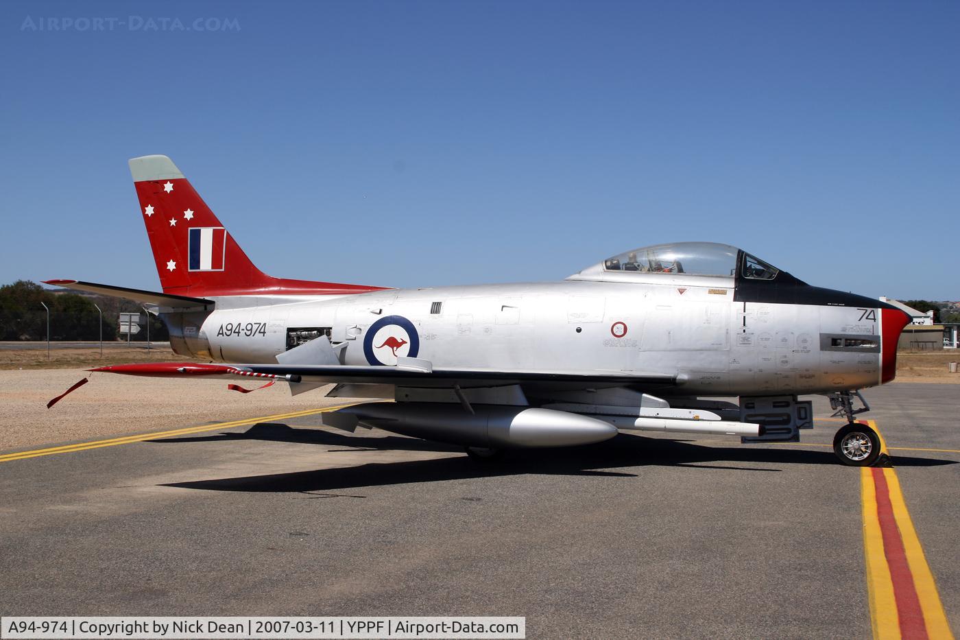 A94-974, 1957 Commonwealth CA-27 Sabre Mk.32 C/N CA27-74, YPPF
