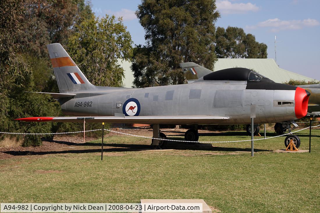 A94-982, 1957 Commonwealth CA-27 Sabre Mk.32 C/N CA27-82, RAAF Wagga Wagga Museum