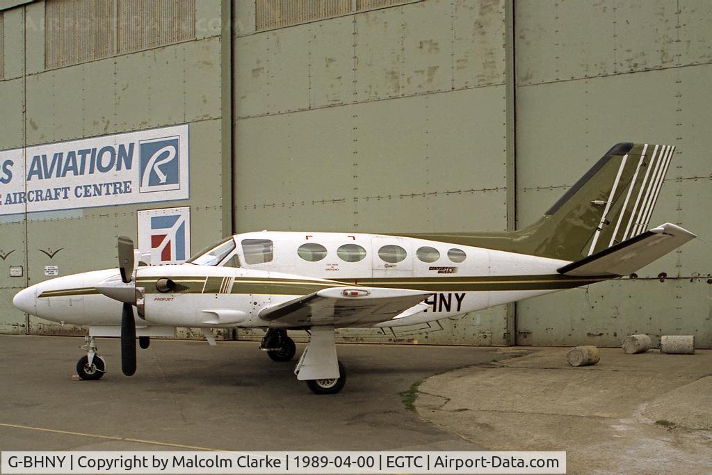 G-BHNY, 1981 Cessna 425 Corsair C/N 425-0090, Cessna 425 Corsair at Cranfield Airport, UK.