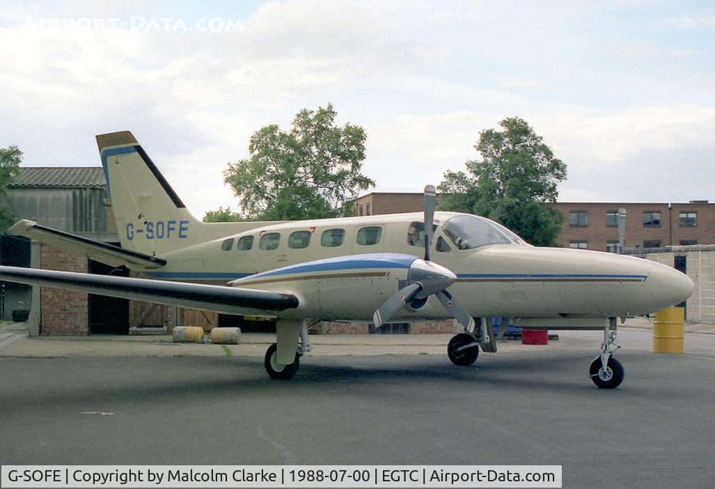G-SOFE, 1979 Cessna 441 Conquest II C/N 441-0109, Cessna 441 Conquest II at Cranfield Airport, UK in 1988.