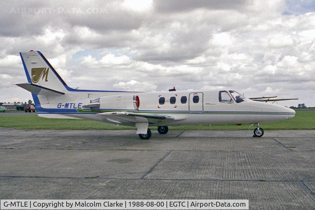 G-MTLE, 1980 Cessna 501 Citation I/SP C/N 501-0170 (0573), Cessna 501 Citation I/SP at Cranfield Airport, UK in 1988. Operated by Mountleigh Air Services.