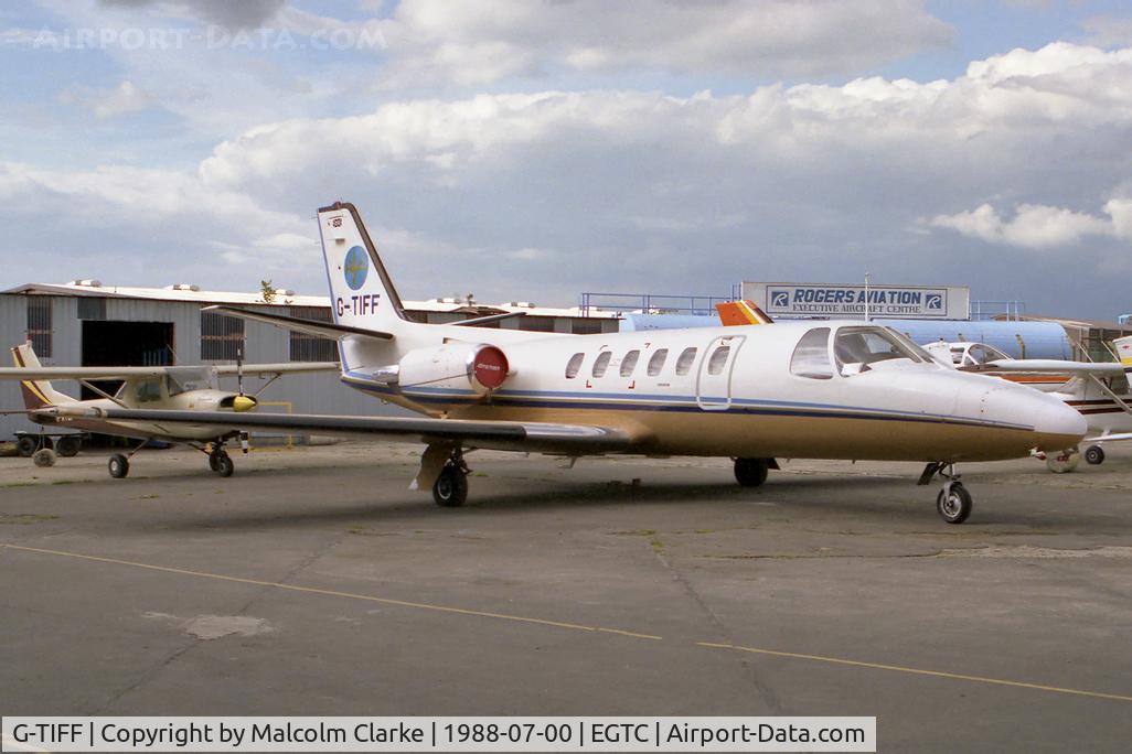 G-TIFF, 1981 Cessna 550 Citation II C/N 550-0262, Cessna 550 Citation II at Cranfield Airport, UK in 1988. Later transferred to the US register.