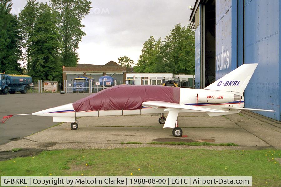 G-BKRL, Chichester-Miles Leopard C/N 001, Chichester-Miles Leopard at Cranfield Airport, UK in August 1988. A 4 seat twin jet powered light aircraft, designed by a former BAe Chief Research Engineer, it first flew in December 1988.