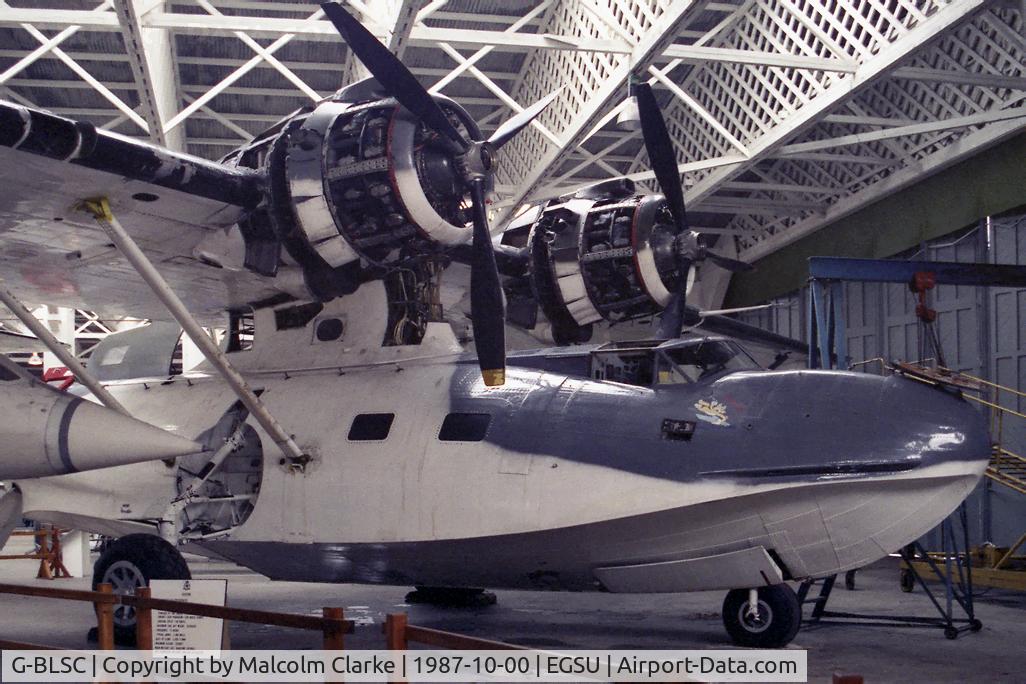 G-BLSC, 1944 Consolidated PBY-5A Catalina C/N 1997, Consolidated PBY-5A Catalina (28). Carrying display reg JV928. Owned at that time by Plane Sailing and seen here at the Imperial War Museum, Duxford in 1987.