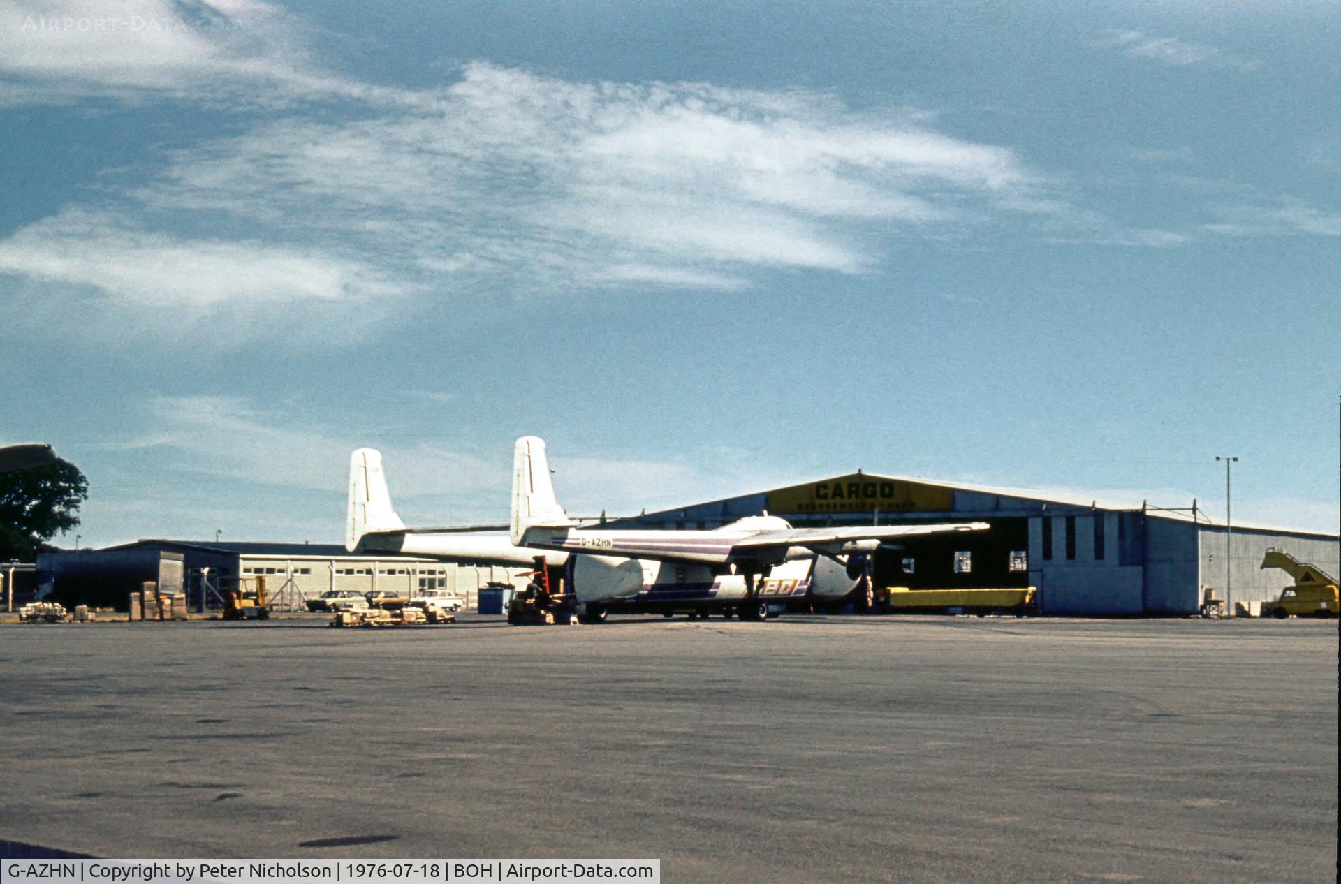 G-AZHN, 1960 Armstrong Whitworth AW650 Argosy 101 C/N 6657, Argosy freighter of Air Bridge Carriers seen at Bournemouth Hurn in the Summer of 1976.