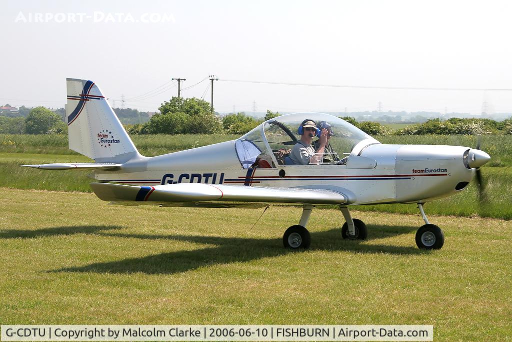 G-CDTU, 2005 Cosmik EV-97 TeamEurostar UK C/N 2522, Evektor Aerotechnik EV-97 TeamEurostar UK at Fishburn Airfield, UK. A participant in the Fly UK 2006 around Britain flight from Halfpenny Green to Sandown via John O'Groats and Land's End.