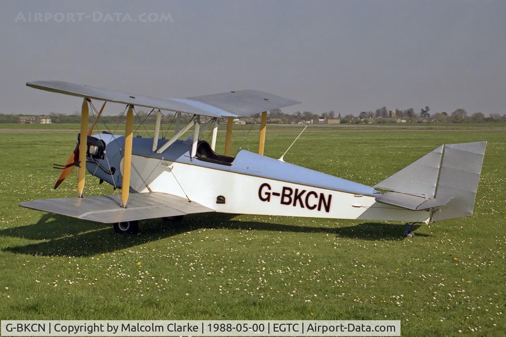 G-BKCN, 1987 Currie Wot C/N PFA 3018, Currie Wot at Cranfield Airport, UK in 1988.