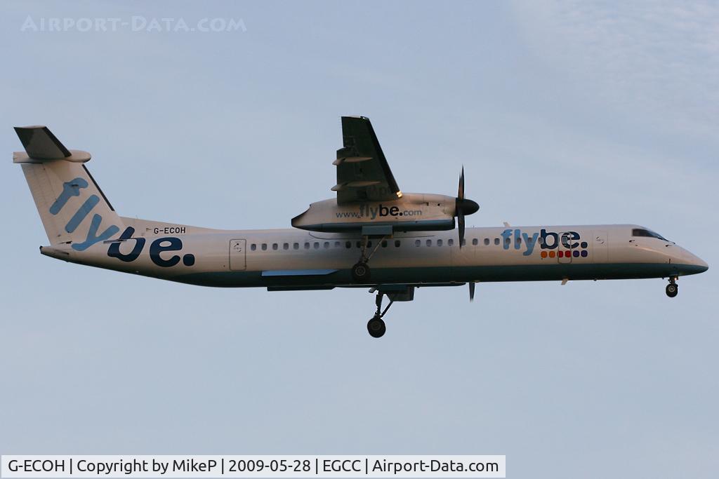 G-ECOH, 2008 De Havilland Canada DHC-8-402Q Dash 8 C/N 4221, Dusk arrival.