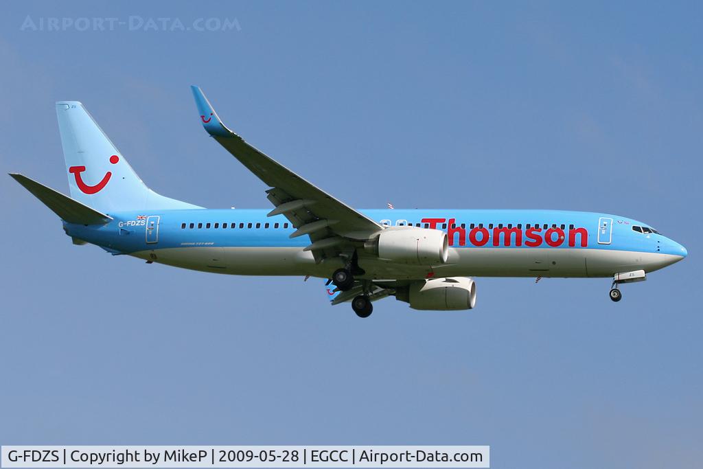 G-FDZS, 2009 Boeing 737-8K5 C/N 35147, Evening arrival in bright sunlight.