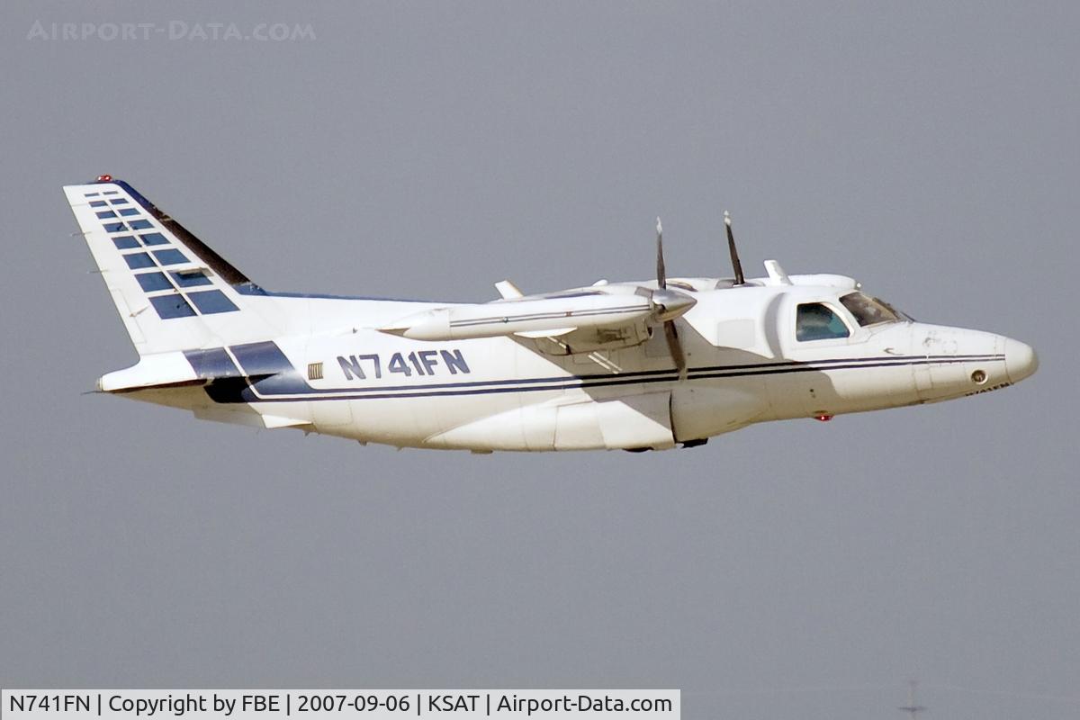 N741FN, 1975 Mitsubishi MU-2B-36 C/N 658, departing KSAT