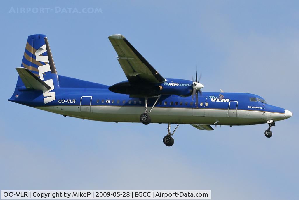 OO-VLR, 1988 Fokker 50 C/N 20121, Short final for Runway 23R.