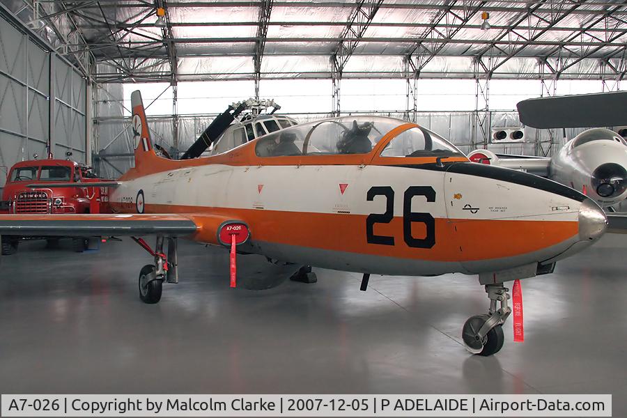 A7-026, Commonwealth CA-30 (MB-326H) C/N CA30-26, Commonwealth Aircraft CA-30. Ex RAAF No.2 FTS in 2007. Now exhibited at the South Australian Aviation Museum, Port Adelaide, South Australia.