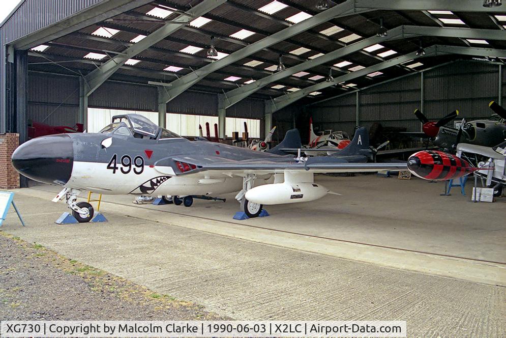 XG730, 1957 De Havilland DH-112 Sea Venom FAW.22 C/N 121131, De Havilland Sea Venom FAW22 (DH-112). At the Mosquito Aircraft Museum, Salisbury Hall, UK in 1990.