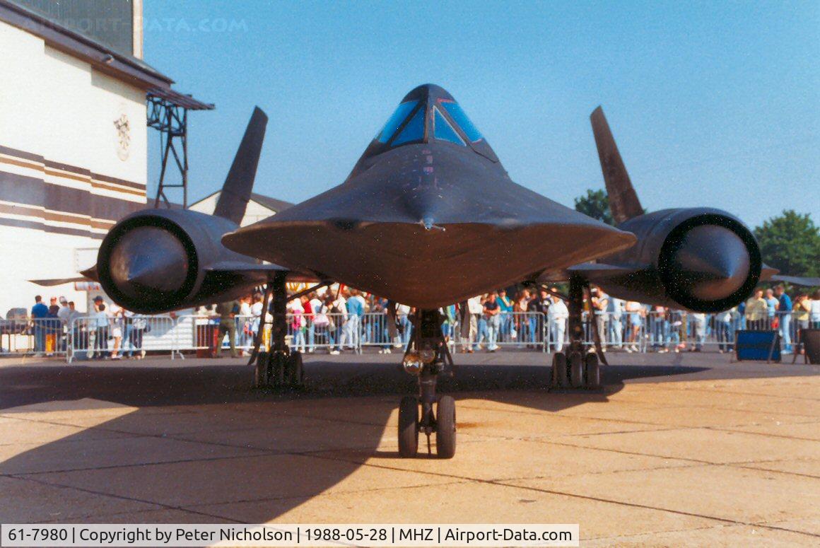 61-7980, Lockheed SR-71A Blackbird C/N 2031, SR-71A Blackbird of Detachment 4 of the 9th Strategic Reconnaissance Wing on display at the 1988 Mildenhall Air Fete.