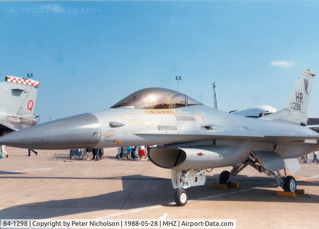 84-1298, 1984 General Dynamics F-16C Fighting Falcon C/N 5C-135, F-16C Falcon of 496th Tactical Fighter Squadron/50th Tactical Fighter Wing at Hahn on display at the 1988 Mildenhall Air Fete.