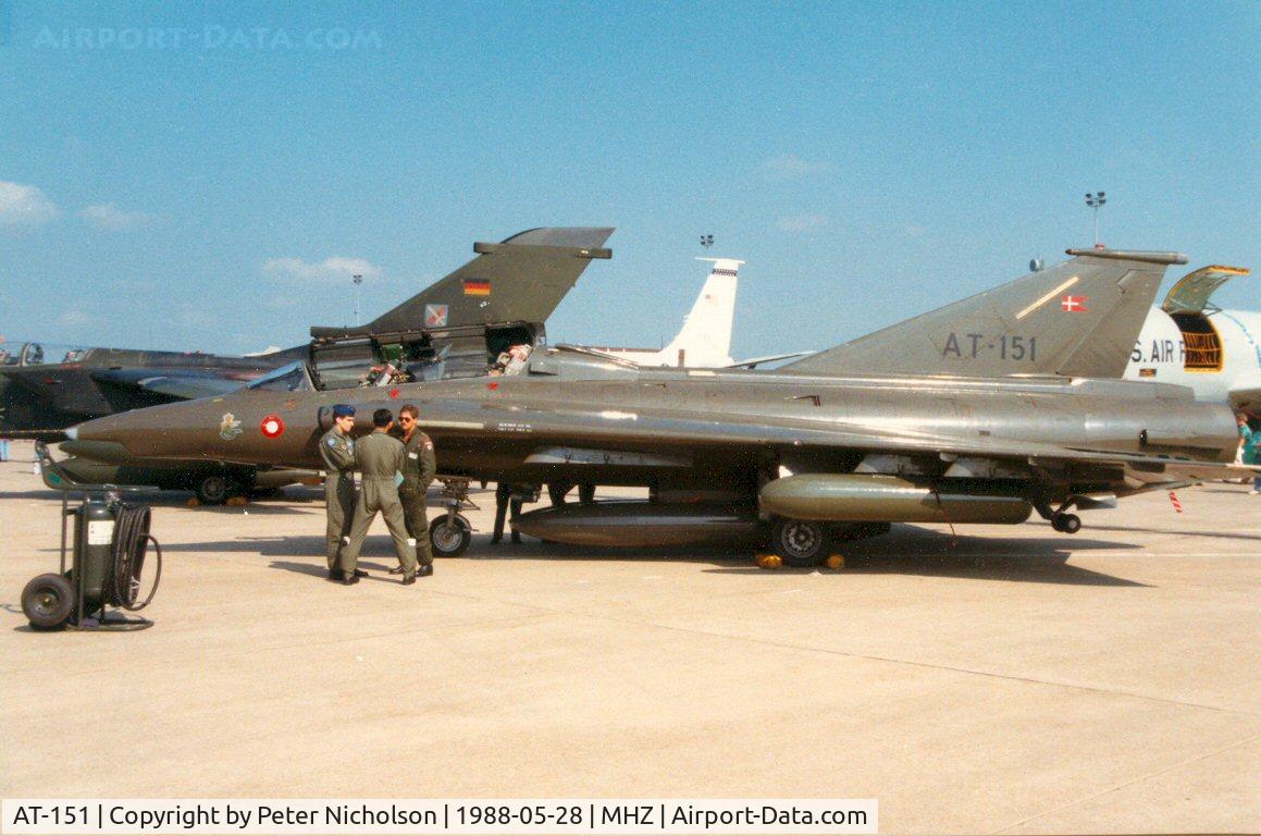 AT-151, 1971 Saab TF-35 Draken C/N 35-1151, Sk-35XD Draken of Esk 729 Royal Danish Air Force in the static park of the 1988 Mildenhall Air Fete.
