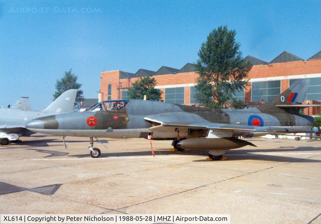 XL614, 1957 Hawker Hunter T.7 C/N 41H/695333, Hunter T.7 of 237 Operational Conversion Unit in the static park of the 1988 Mildenhall Air Fete.
