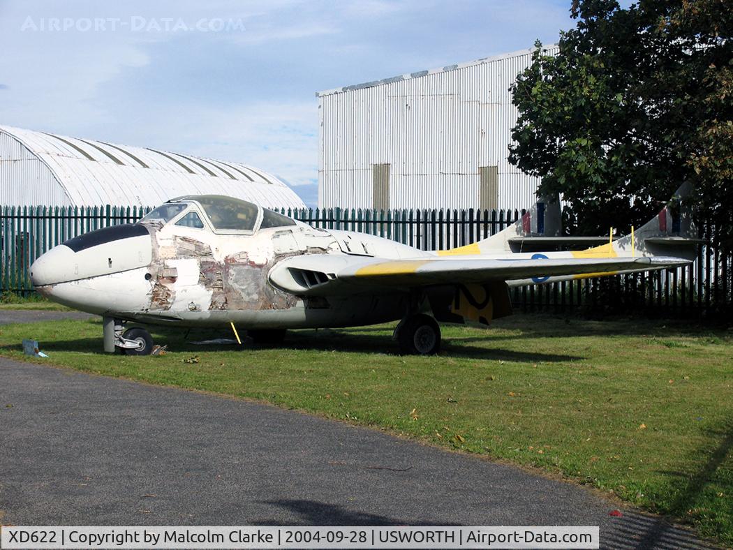 XD622, De Havilland DH-115 Vampire T.11 C/N 15447, De Havilland Vampire T11 (DH-115) at The North East Aircraft Museum, Usworth, UK in 2004.