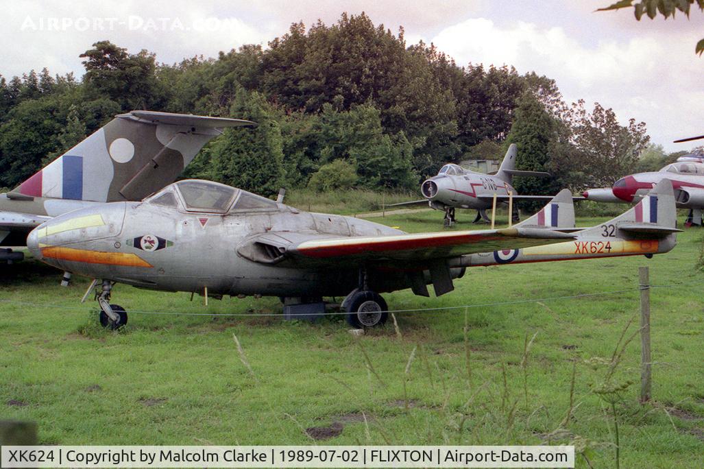 XK624, 1956 De Havilland DH-115 Vampire T.11 C/N 15781, De Havilland Vampire T11 (DH-115) at the Norfolk and Suffolk Aviation Museum, Flixton, UK.
