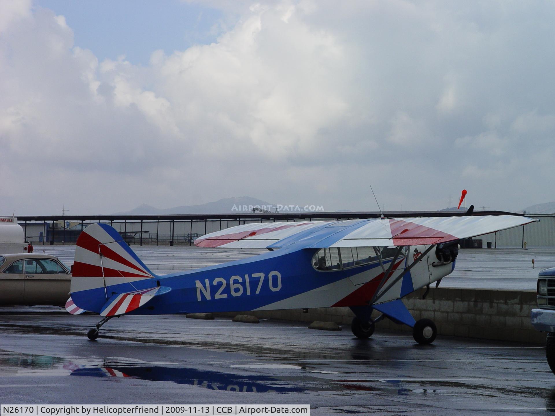 N26170, 1940 Piper J3L-65 Cub C/N 4102, Parked looking at runway 24