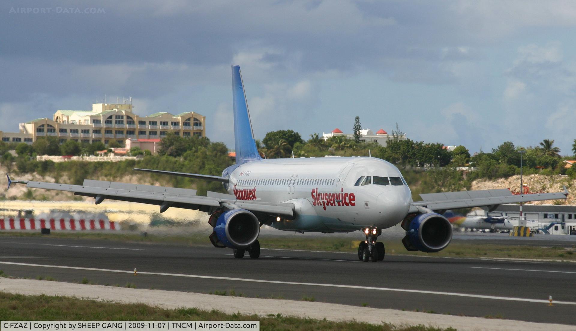 C-FZAZ, 2003 Airbus A320-214 C/N 2003, Skyservice just landing at Tncm