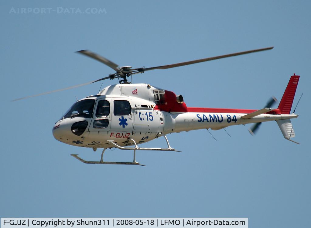 F-GJJZ, Eurocopter AS-355N C/N 5694, Passing over the Air Base during LFMO Airshow 2008