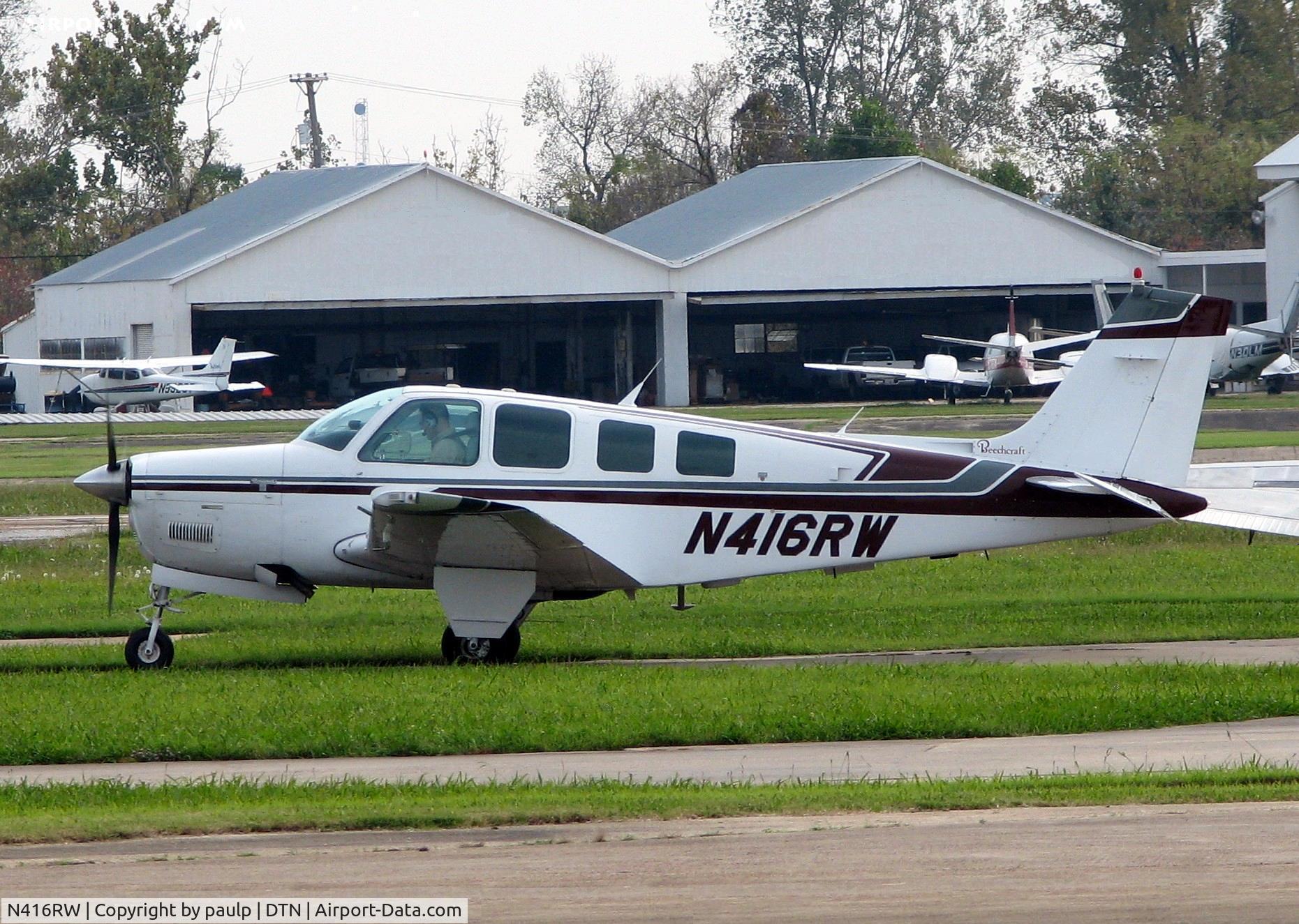 N416RW, 1984 Beech A36 Bonanza 36 C/N E-2133, At Downtown Shreveport.