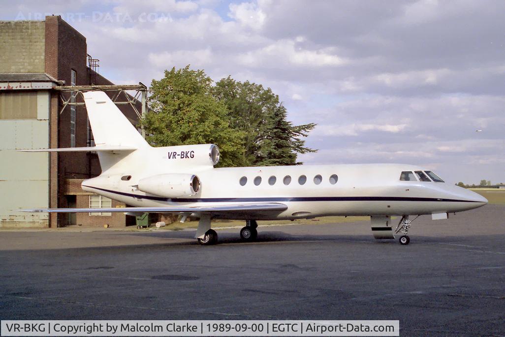 VR-BKG, 1986 Dassault Falcon 50 C/N 147, Dassault Falcon 50 at Cranfield Airport.
