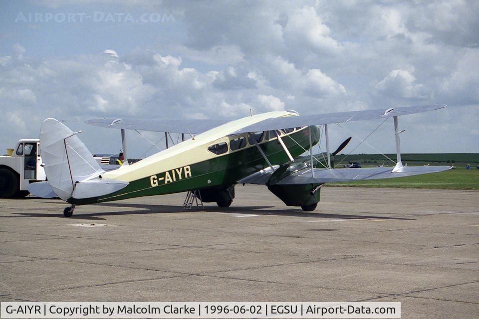 G-AIYR, 1943 De Havilland DH-89A Dominie/Dragon Rapide C/N 6676, De Havilland DH-89A Dominie.  Built in 1943, this aircraft served as a trainer with the RAF as HG691. Seen here providing nostalgic flights from the Imperial War Museum over the Cambridgeshire countryside