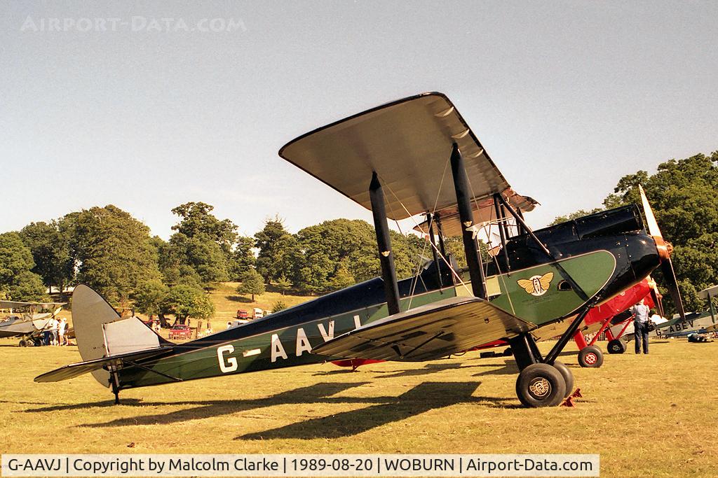 G-AAVJ, 1929 Moth Aircraft DH-60GM Gipsy Moth C/N 157, Moth Aircraft DH-60GMW Gipsy Moth.  At the Famous Grouse DH Moth Rally 1989 held in the grounds of Woburn Abbey.