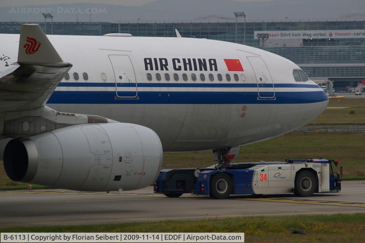 B-6113, 2007 Airbus A330-243 C/N 890, getting towed to her gate