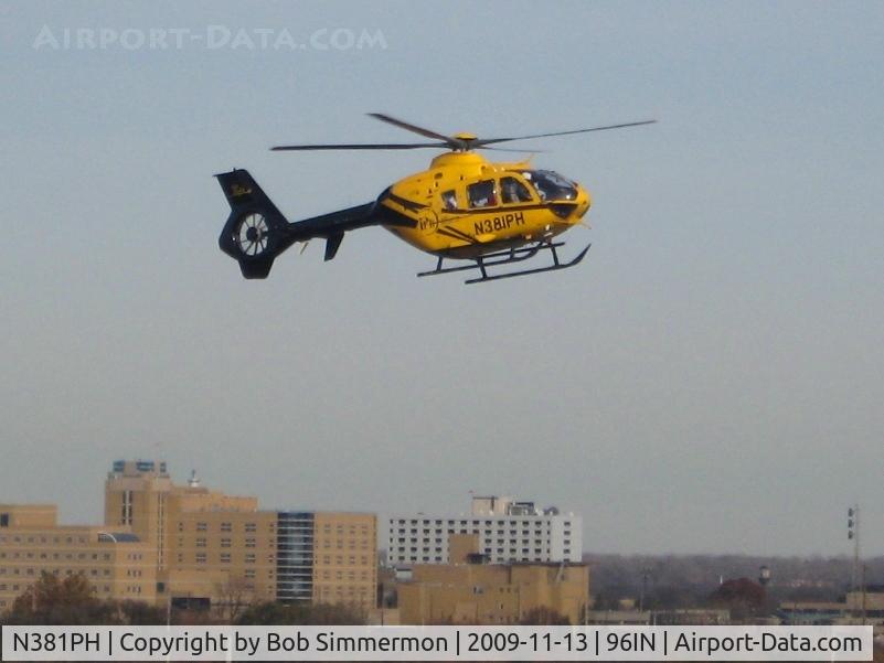 N381PH, 2007 Eurocopter EC-135P-2+ C/N 0611, Landing at VA Medical Center in Indianapolis.