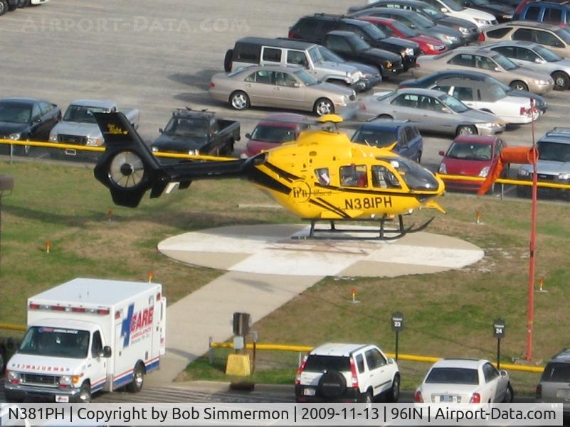 N381PH, 2007 Eurocopter EC-135P-2+ C/N 0611, Landing at VA Medical Center in Indianapolis.