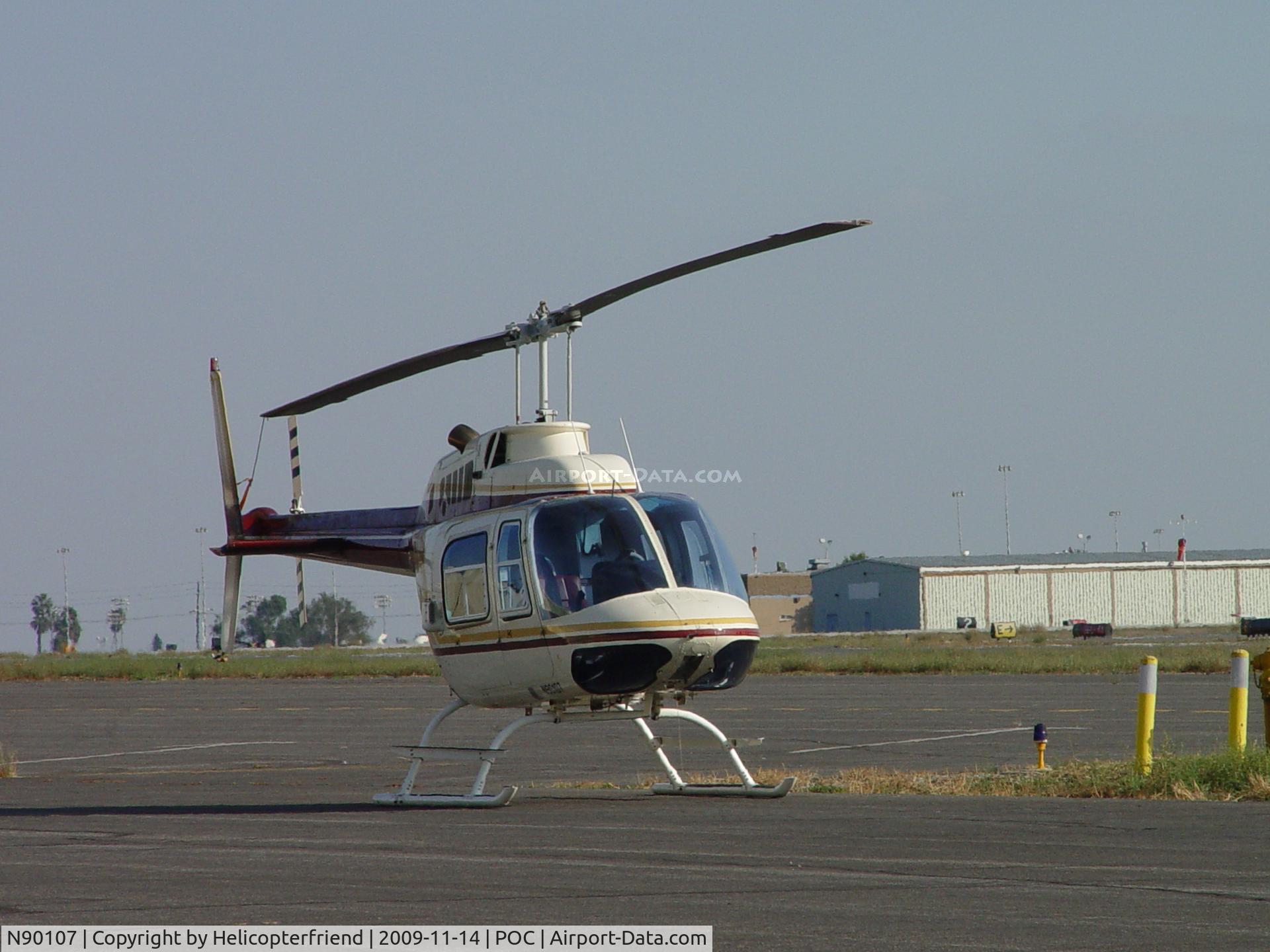 N90107, 1975 Bell 206B JetRanger C/N 1596, Tied down waiting Pilot to be flown to own hanger