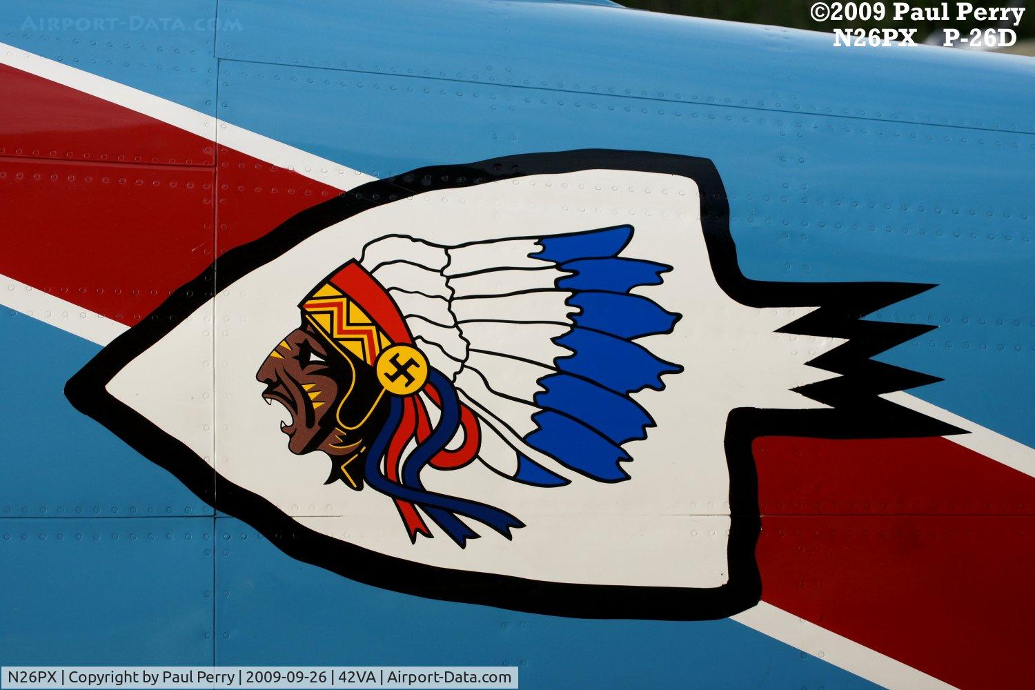 N26PX, 2006 Mayocraft Inc P-26D Replica C/N 32-06, The unit artwork adorning both sides of this sweet replica