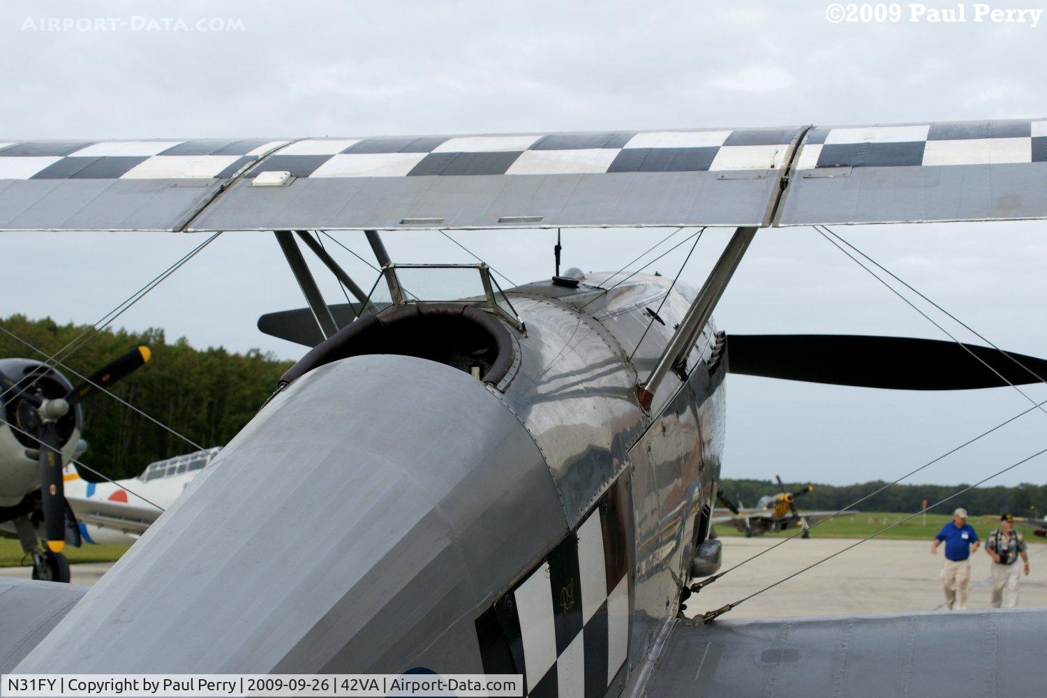N31FY, 1982 Hawker Fury Mk1 (replica) C/N WA6, Over the sharp nose, where she once packed a brace of Vickers .303 guns