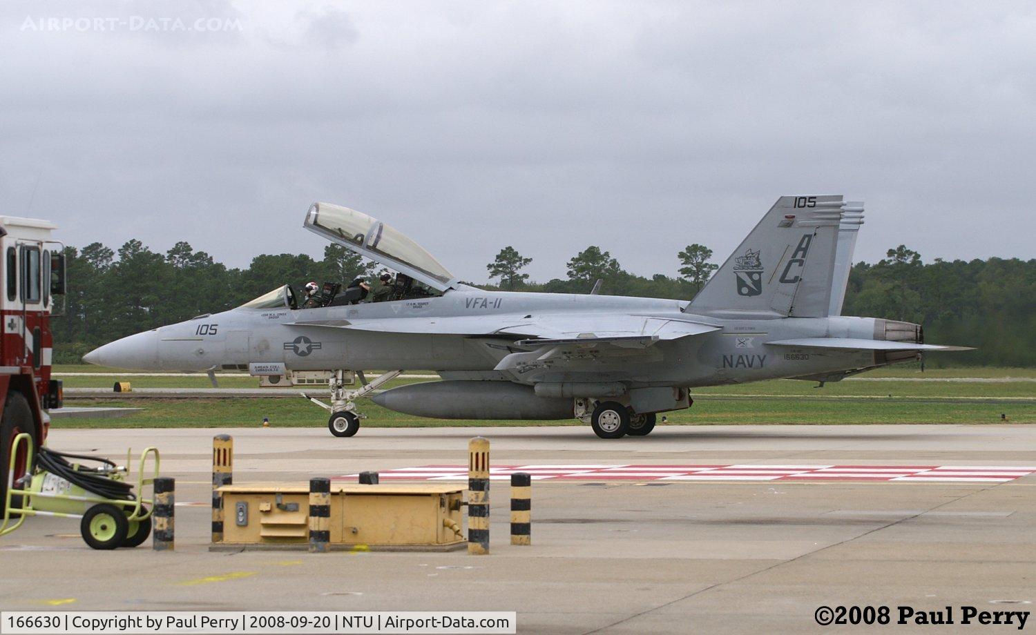 166630, Boeing F/A-18F Super Hornet C/N F123, Taxiing back after another great demo, despite the weather
