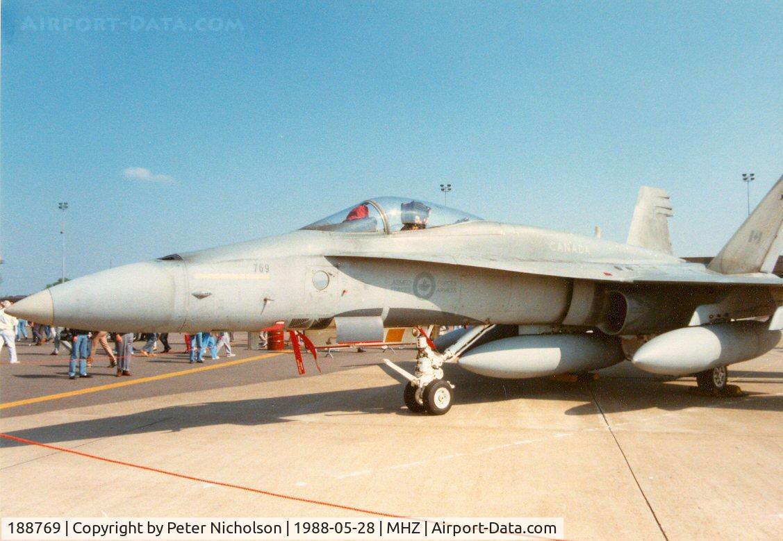 188769, 1986 McDonnell Douglas CF-188A Hornet C/N 0485/A400, CF-18A Hornet of 1st Canadian Air Group on display at the 1988 Mildenhall Air Fete.