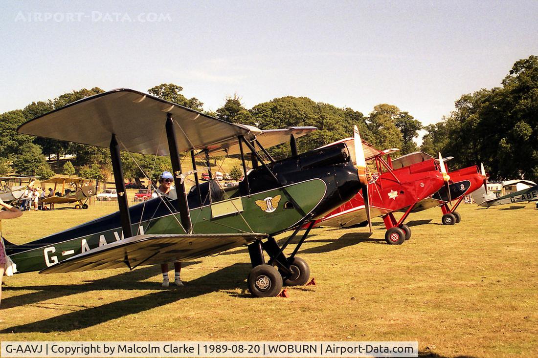 G-AAVJ, 1929 Moth Aircraft DH-60GM Gipsy Moth C/N 157, De Havilland DH-82A Tiger Moth II.  At the De Havilland Tiger Moth Rally held in the grounds of Woburn Abbey.