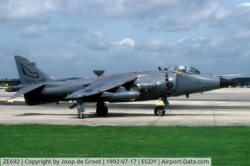 ZE692, British Aerospace Sea Harrier F/A.2 C/N B51/P21, This 899 NAS Sea Harrier is rolling towards the ski jump for a take off practise.