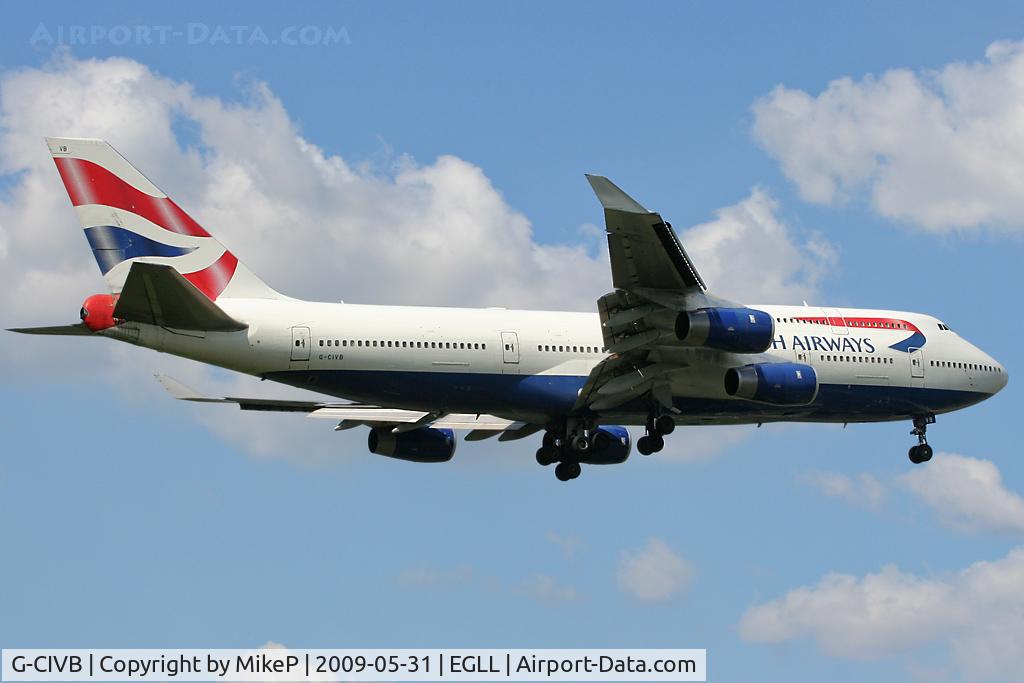 G-CIVB, 1994 Boeing 747-436 C/N 25811, Short final to 09L at Heathrow.