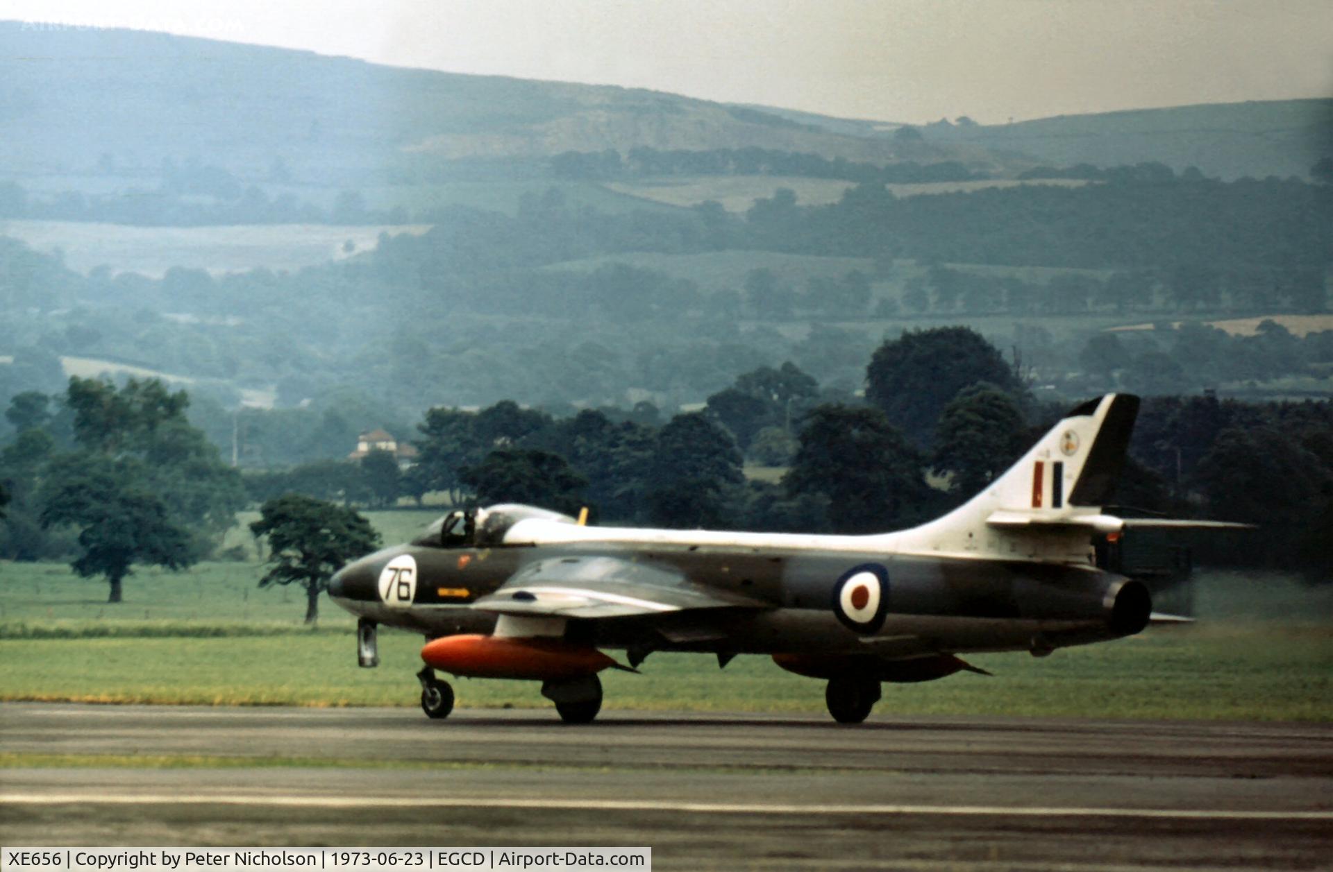 XE656, 1956 Hawker Hunter F.6 C/N 41H-680000, Hunter F.6 of 4 Flying Training School displayed at the 1973 Woodford Airshow.